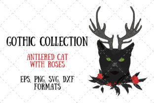 Antlered Cat with Roses Graphics and Illustrations Review