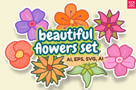 Beautiful Flowers Set - Illustration for Graphics and Designers
