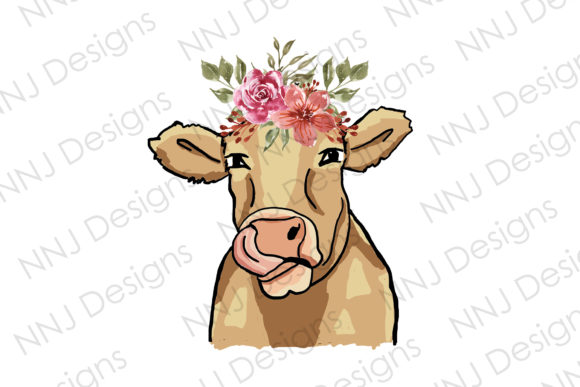Cow with Flowers Farm Animals Clipart Graphics and Illustrations Review
