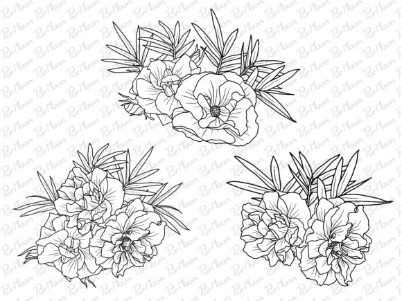 Flowers Arrangements Line Art Graphics and Illustrations Review