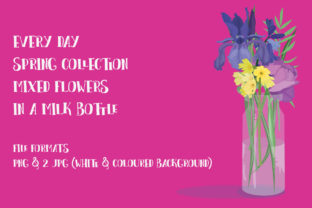 Flowers in Milk Bottle Graphics and Illustrations Review