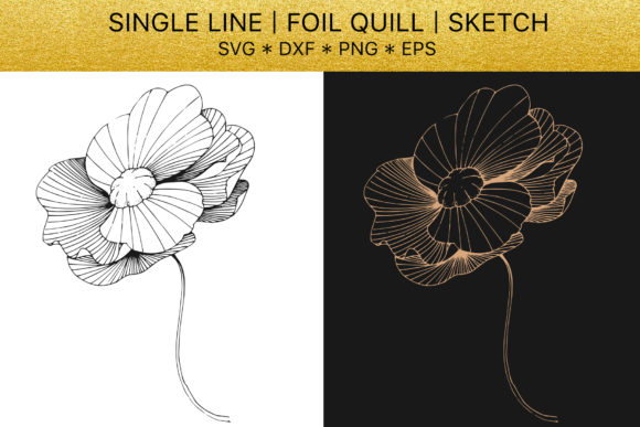 Flowers Poppies Golden Monogram: Premium Graphics for Illustrations