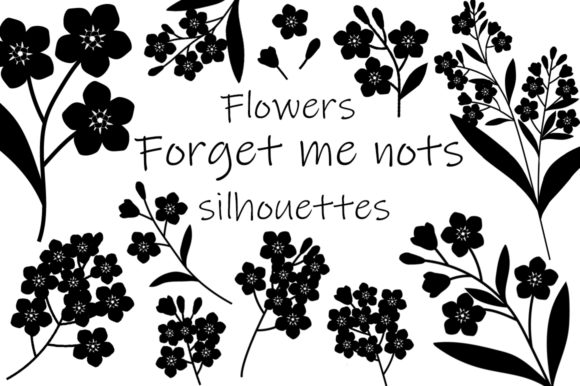 Flowers Silhouettes Vector Illustration for Graphics and Illustrations