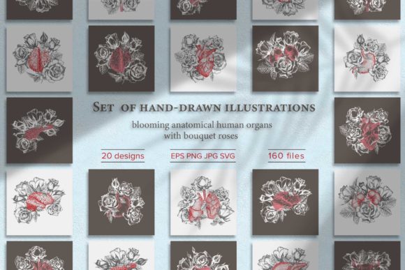 Human Organs with Bouquet Roses: A Graphic Design Review