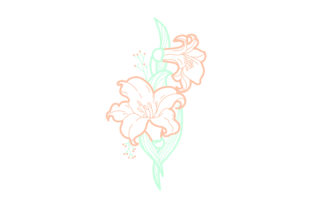 Orange Flowers Embellishment Outline - Light Colors for Crafts