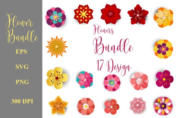 Paper Cut Flowers Template Bundle: Graphics and Illustrations for Sellers