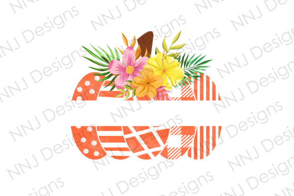 Pumpkin with Flowers Clipart Graphic: Graphics and Illustrations for Editorial Design